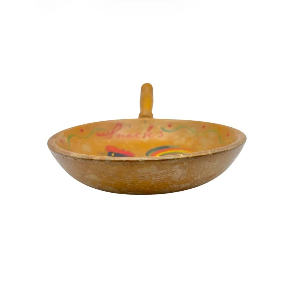 Vintage Hand Painted Wooden Rooster Scoop 